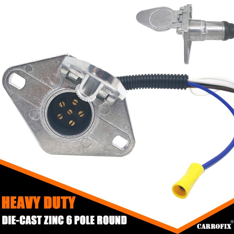 CARROFIX محول توصيل مقطورة CARROFIX 4 طرق مسطح إلى 6 قطب دائري مع موصل 6 طرق مع حامل تثبيت - Image 2